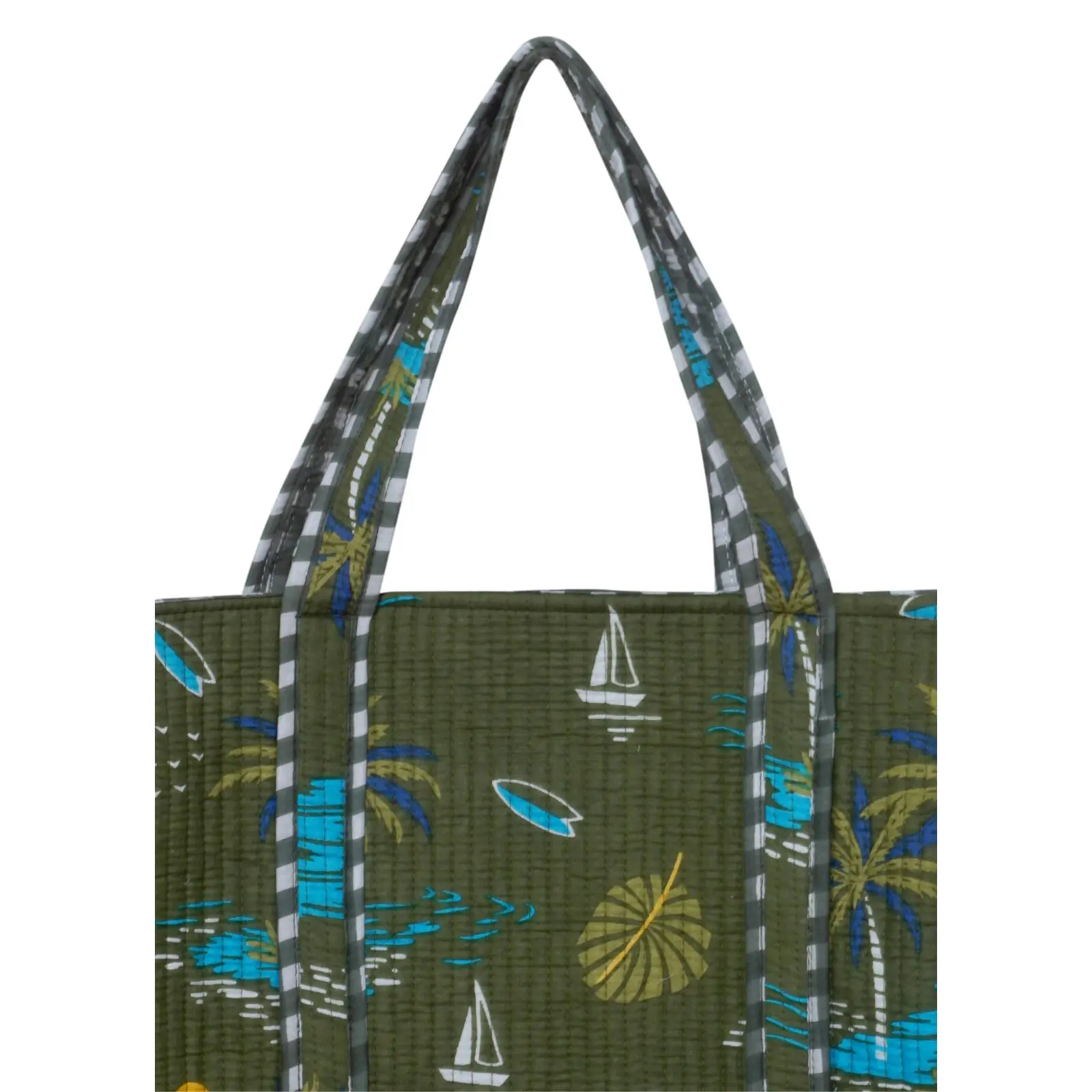 Boho Block Print Cotton Tote Bag