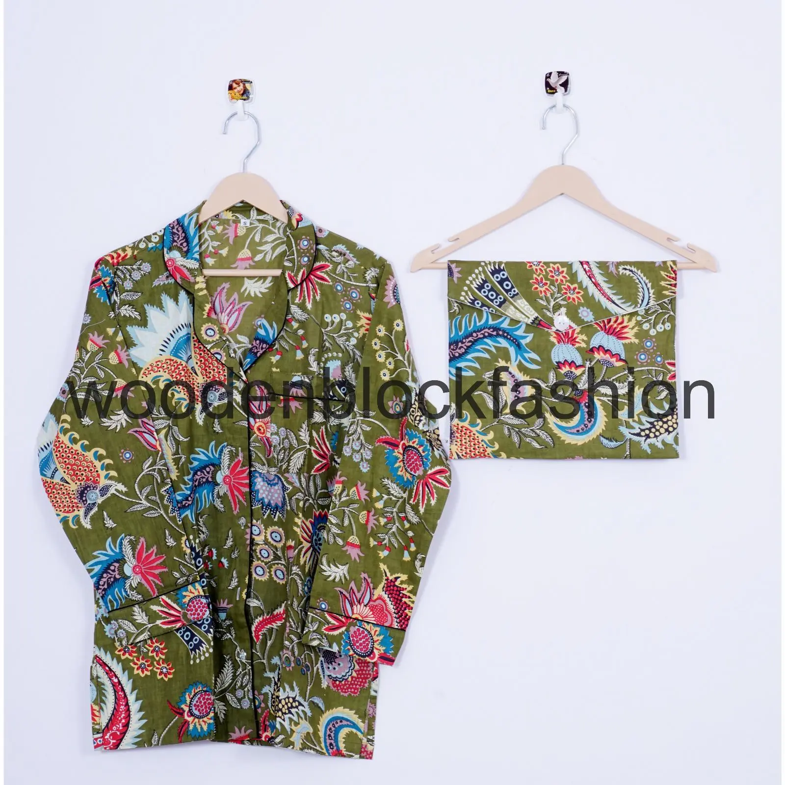 Handmade Cotton Shirt Pants pajamas, Indian Cotton Pajama Suit,