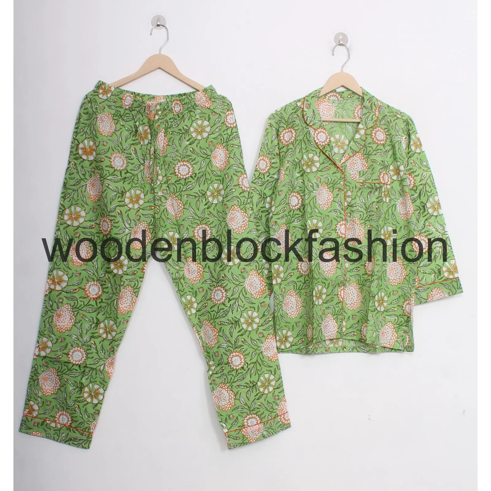 Indian Cotton Pajama Suit Cozy Hand Block Cotton Loungewear for Women