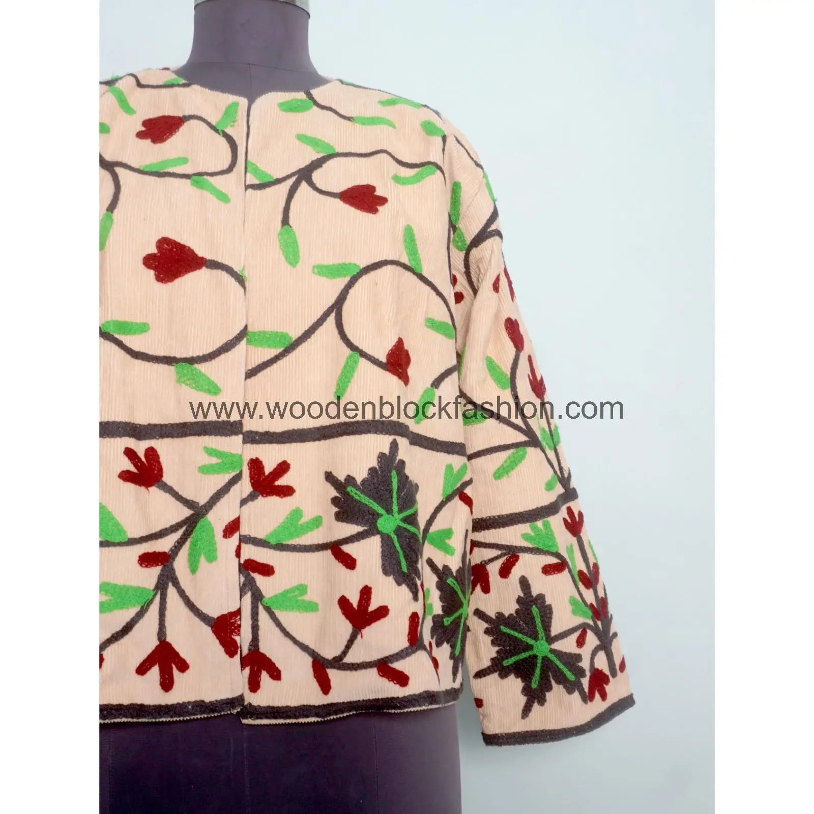 Indian Cotton Suzani Jacket, New Embroidery Cotrise Bomber Coat