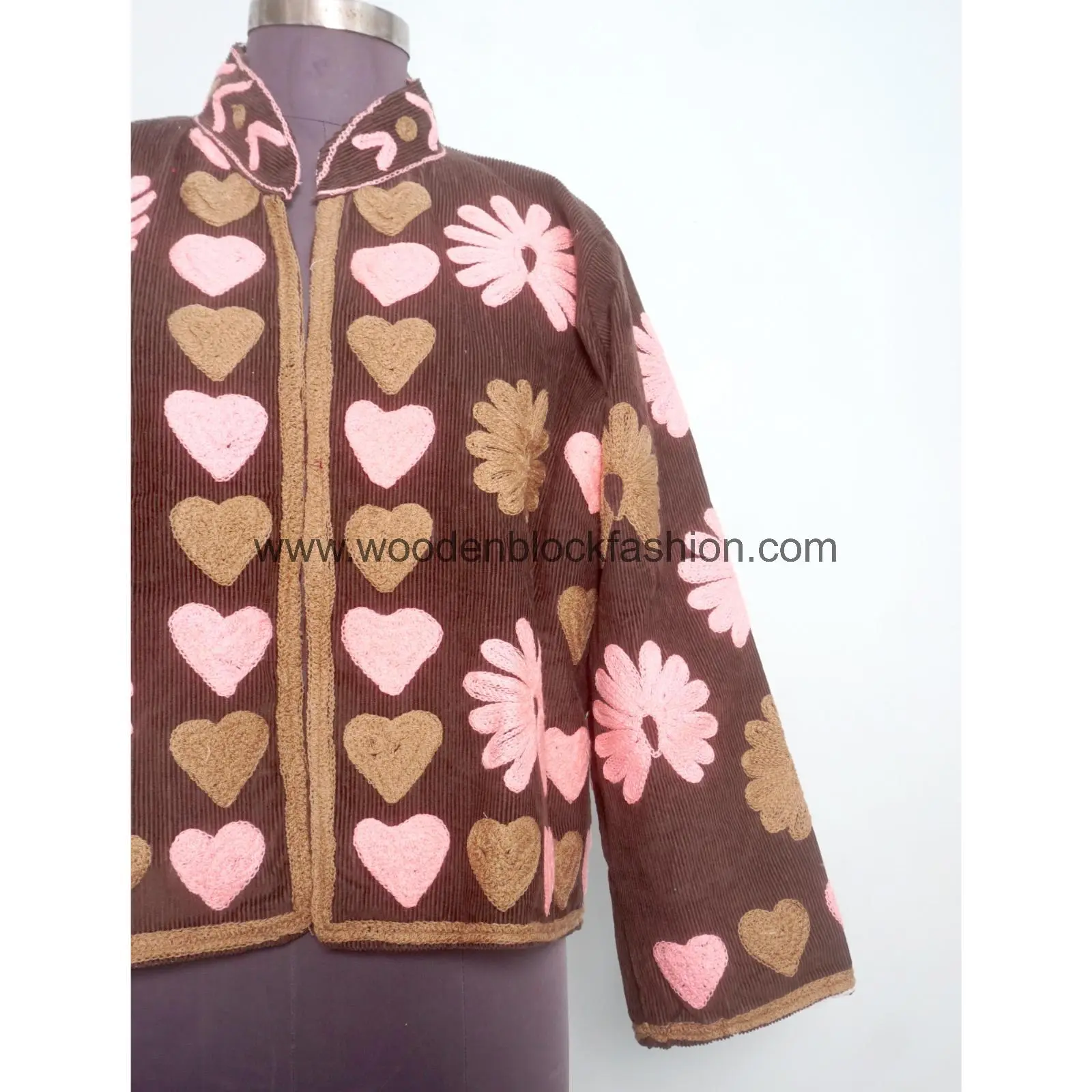Indian Cotrise Jacket, Handmade Suzani Short Women Coat