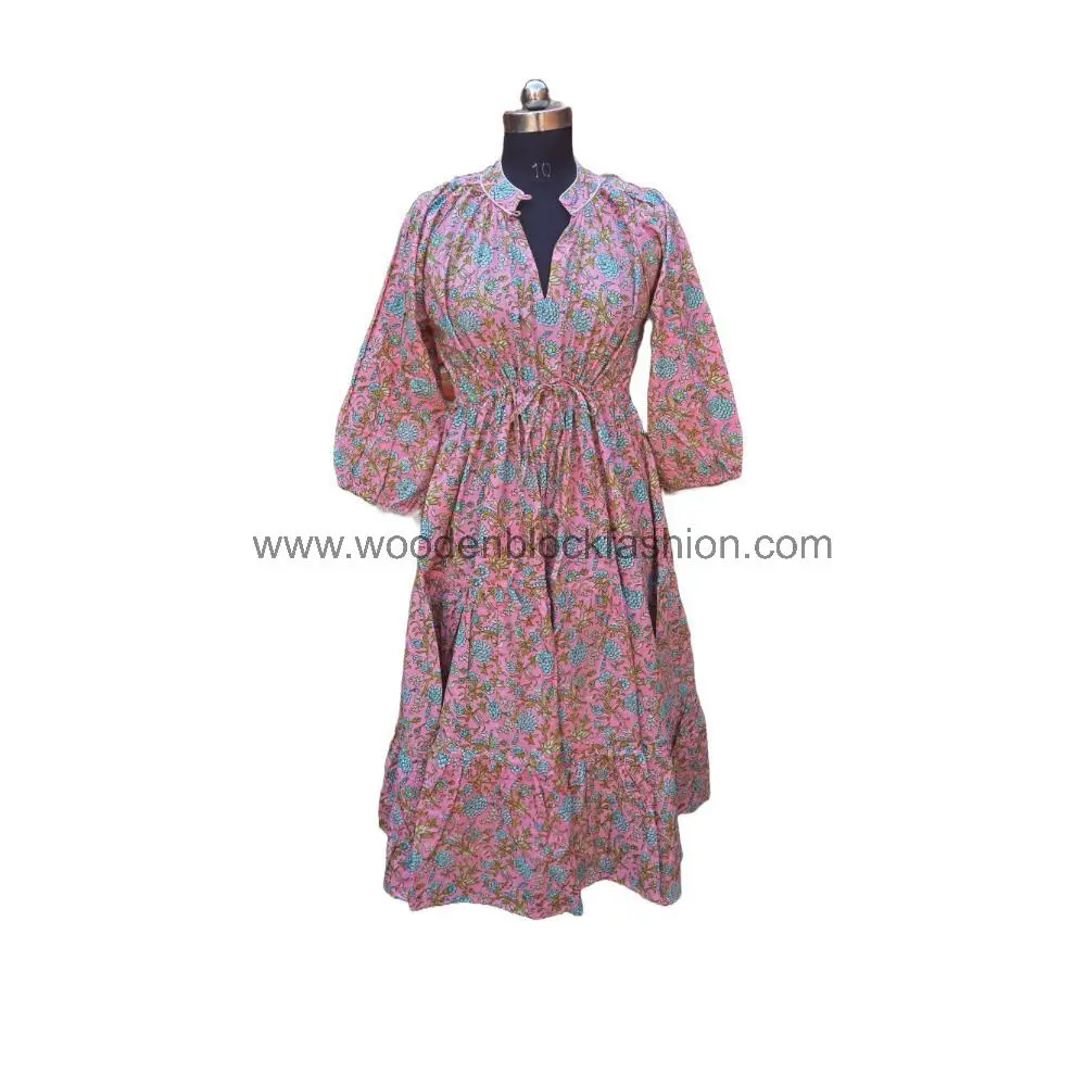 Summer Floral Cotton long Dress for Women