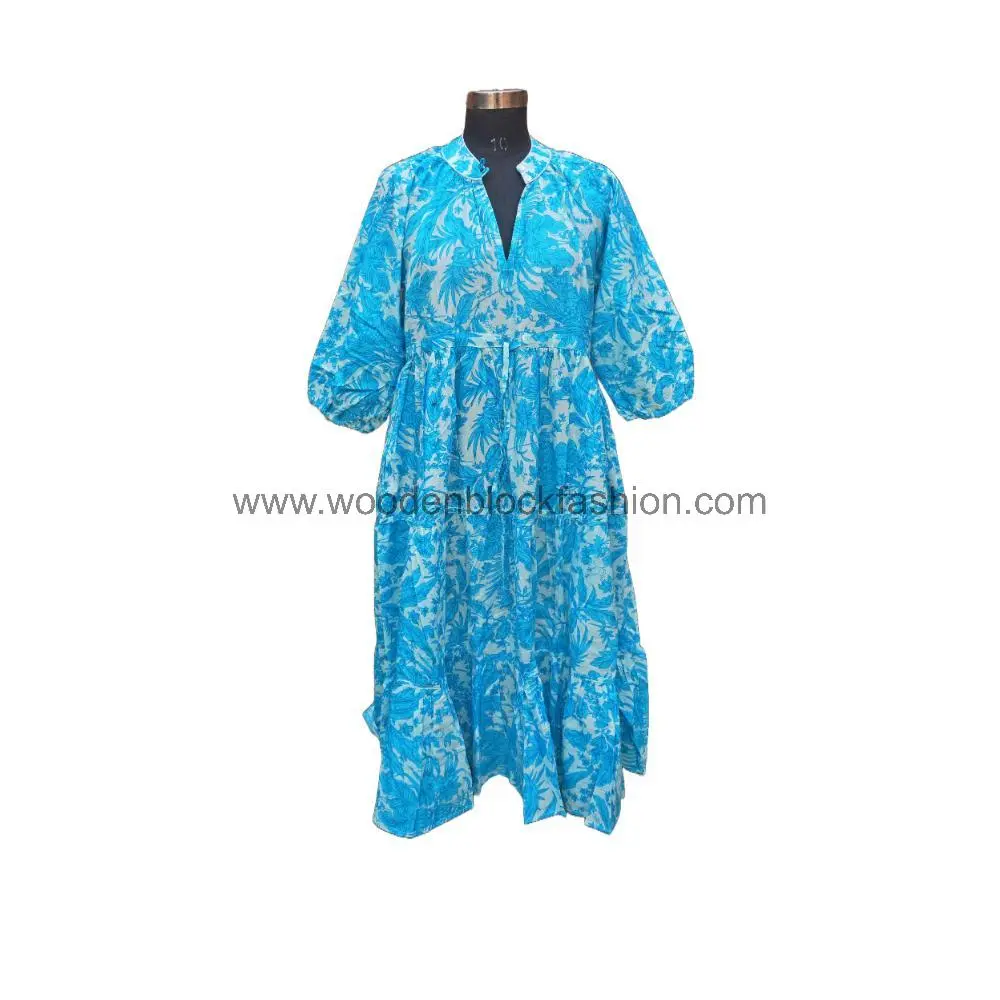Relaxed Fit Block Print Long Dress