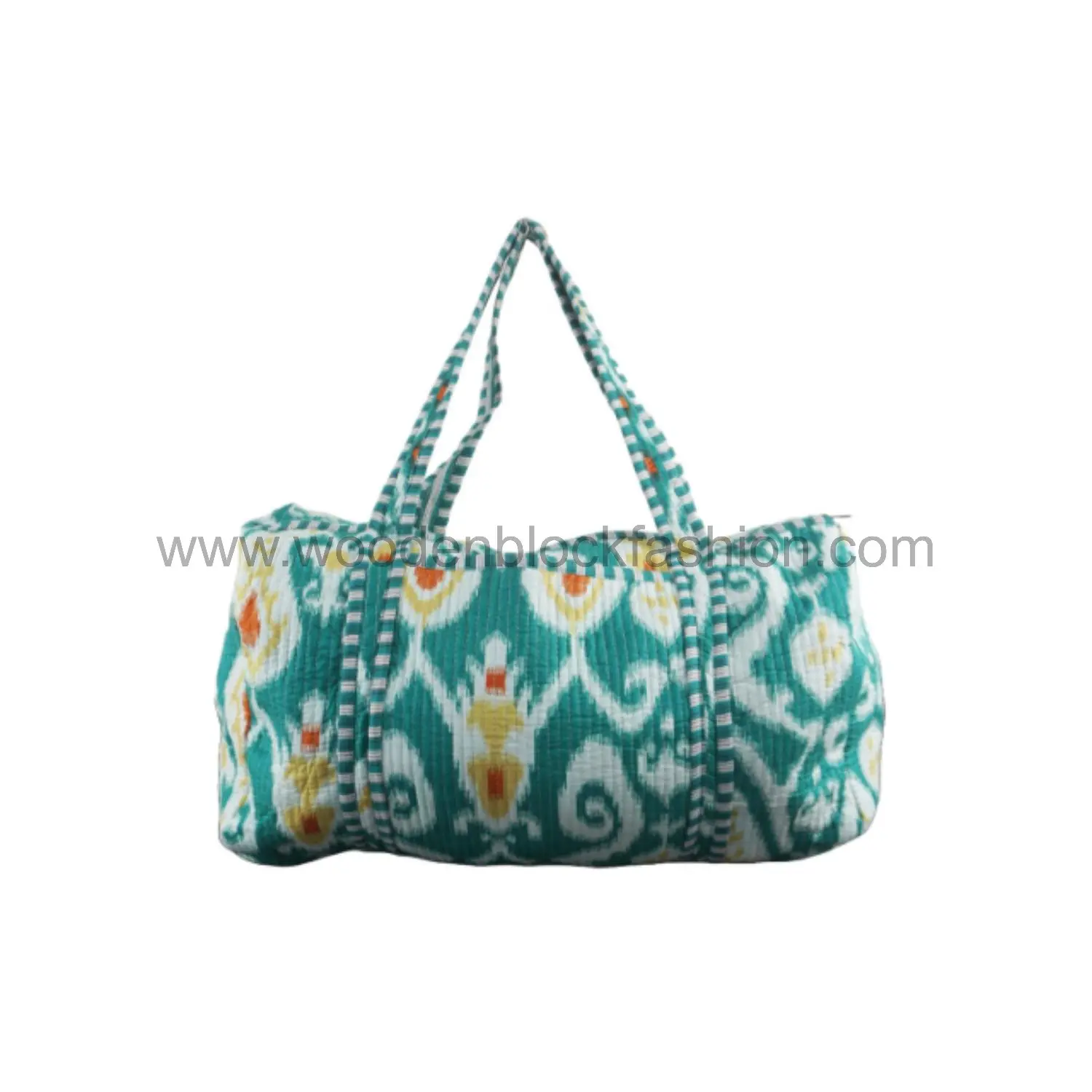 Large Handmade Quilted Weekender – Cotton Block Printed Duffle Bag