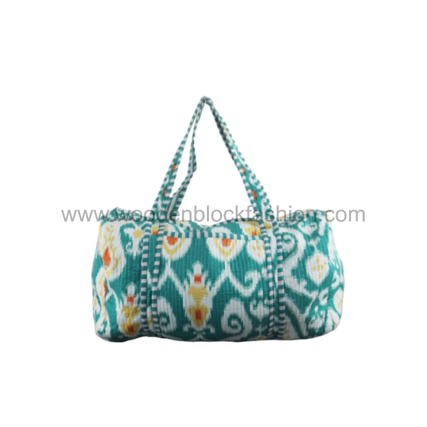 Large Handmade Quilted Weekender – Cotton Block Printed Duffle Bag