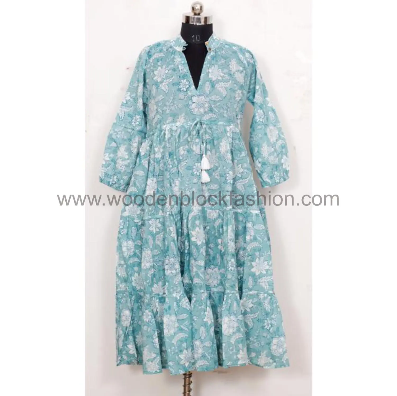 Elegant Floral Cotton Long Maxi Dress