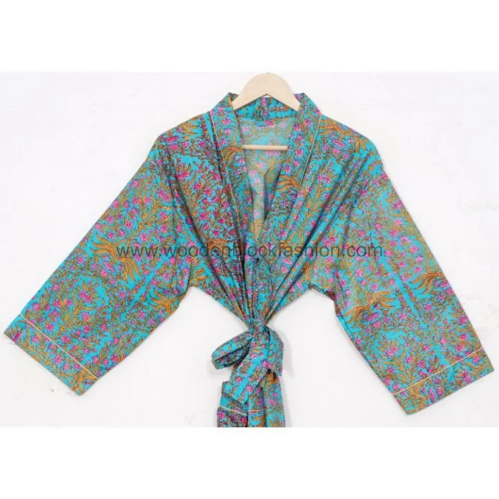 Bridal & Bridesmaid Cotton Kimono Robe – Floral Design
