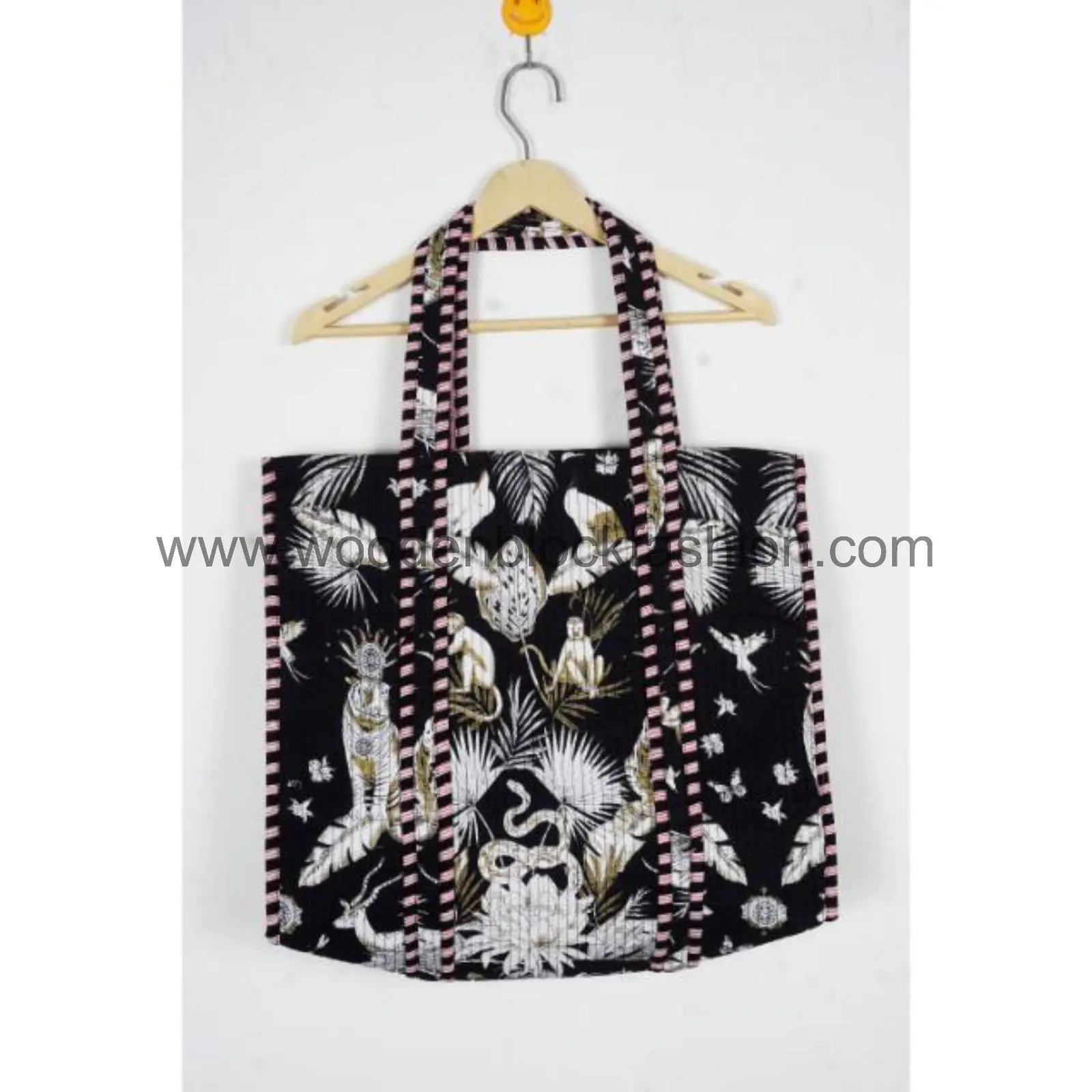 Quilted Floral Cotton Shoulder Tote Bag for Women