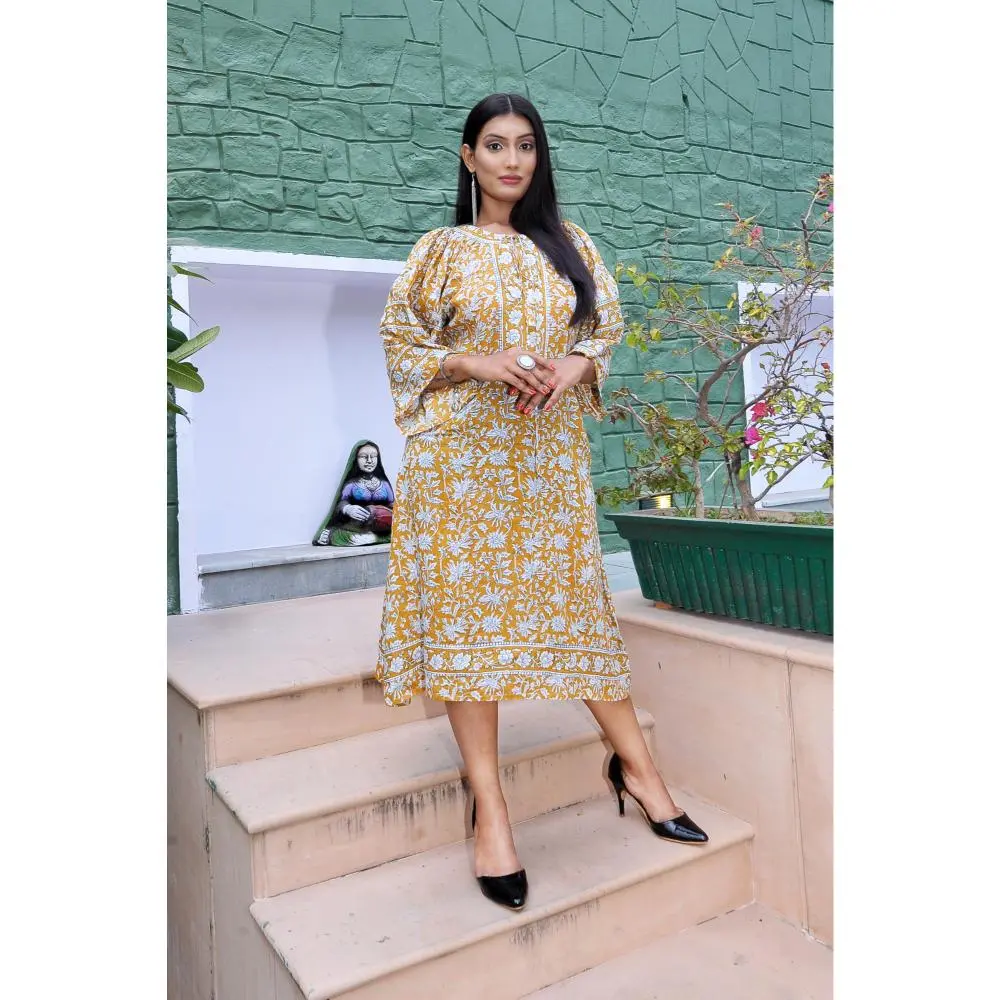 hand block printed dress women