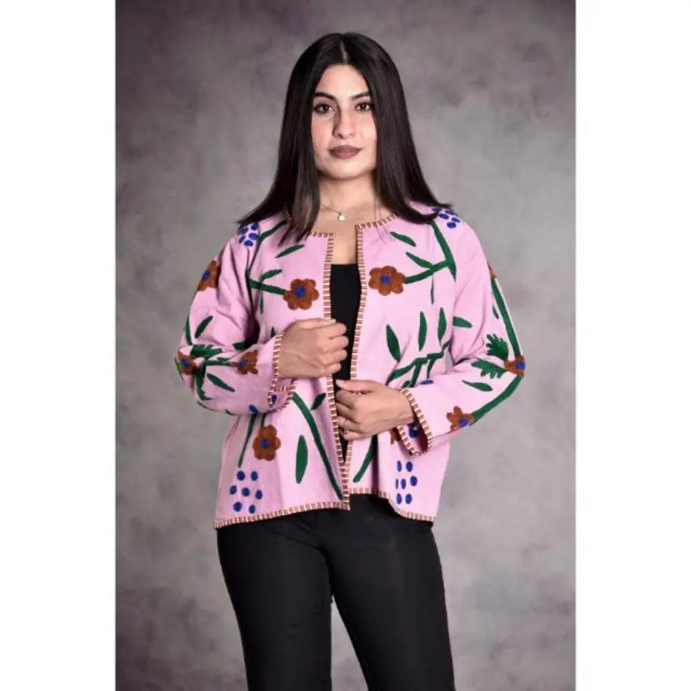 Suzani Embroidered Cotton Canvas Jacket, Boho Hippie Style