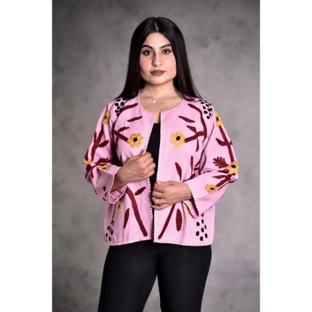 Lightweight Cotton Slub Suzani Jacket, Floral Embroidered Coat
