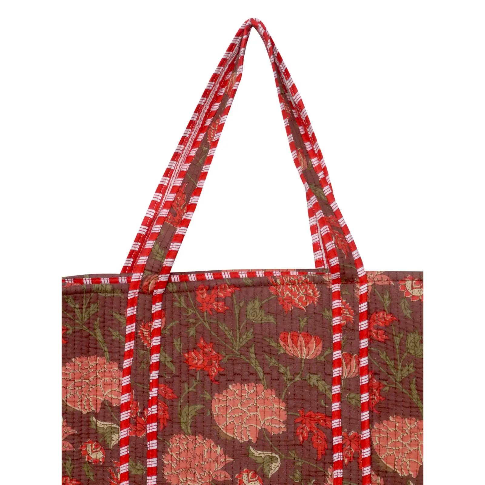 Block Print Quilted Cotton Tote Bag, Grocery Bag
